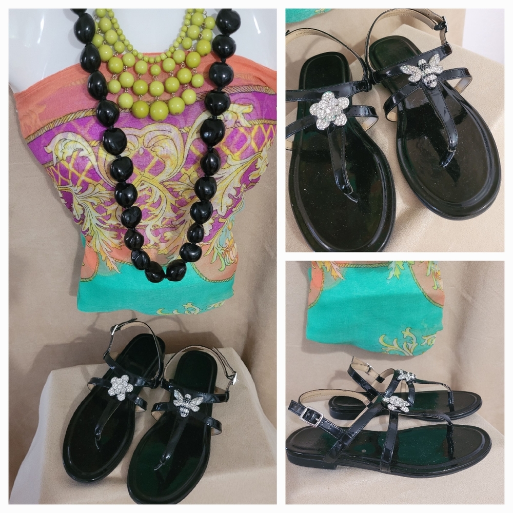 Jeweled thong sandals 8